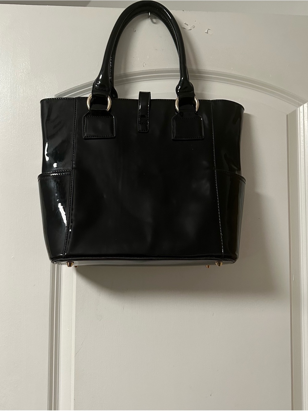 Black Patent Tote Handbag